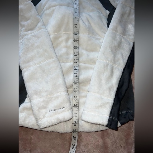 Columbia Omni Heat Womens Fleece Jacket White Color Block Zip Pocket Mock Neck S - Picture 8 of 9